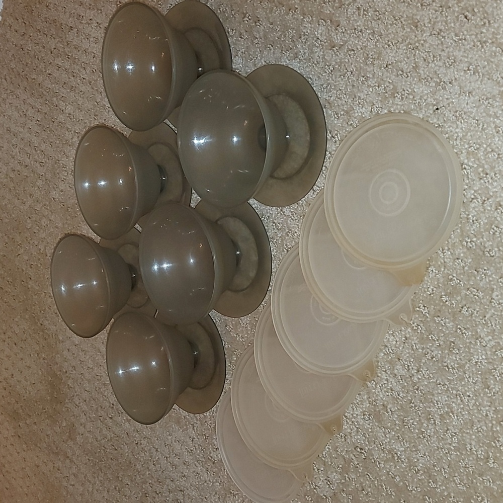 Vintage Tupperware Gray Bowls with Lids Set Of 6